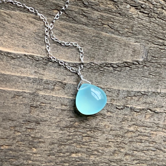 Aqua Chalcedony Necklace 925 Sterling Silver - Picture 4 of 4